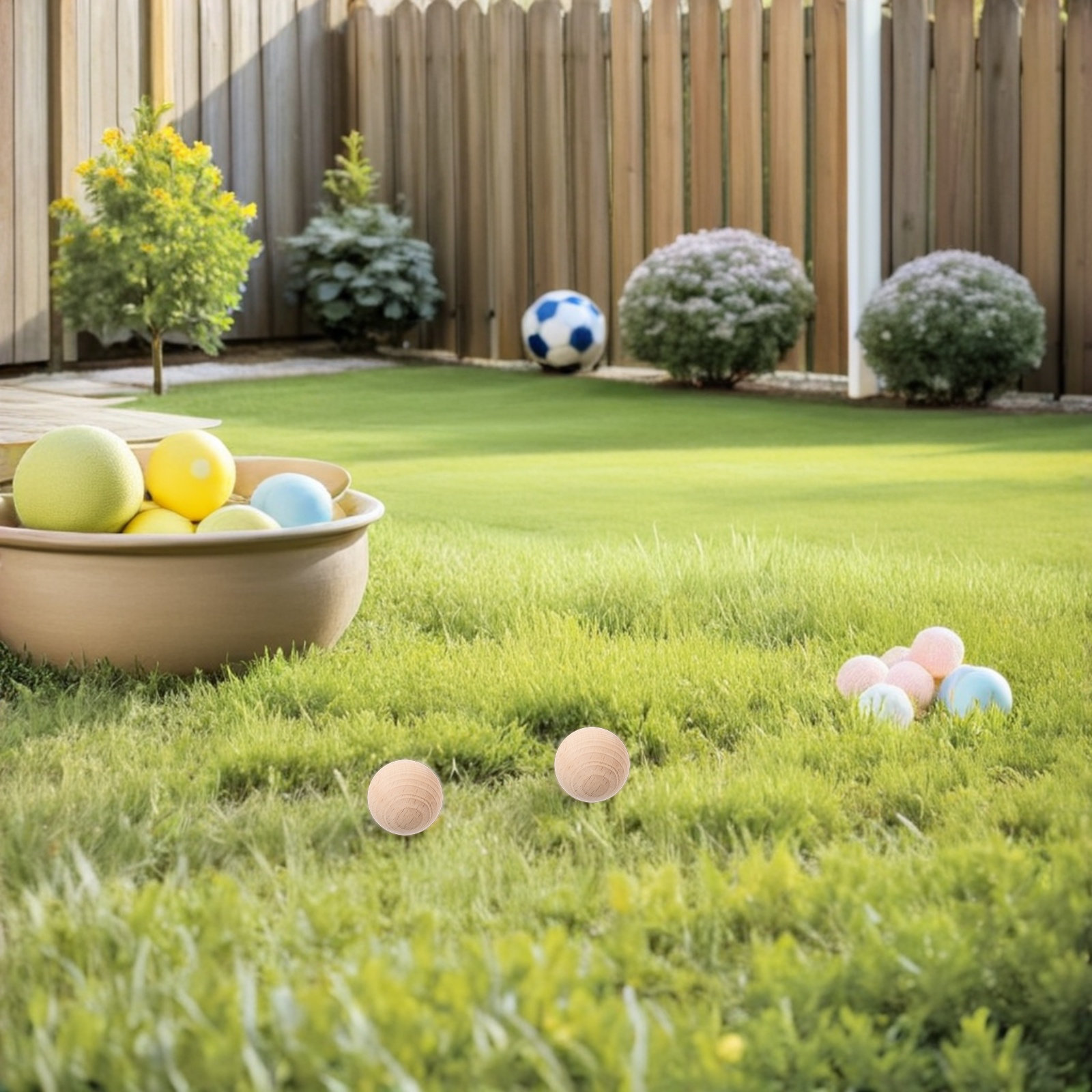 Croquet Set Lawn - Wooden Croquet Balls 4 Pack 35mm