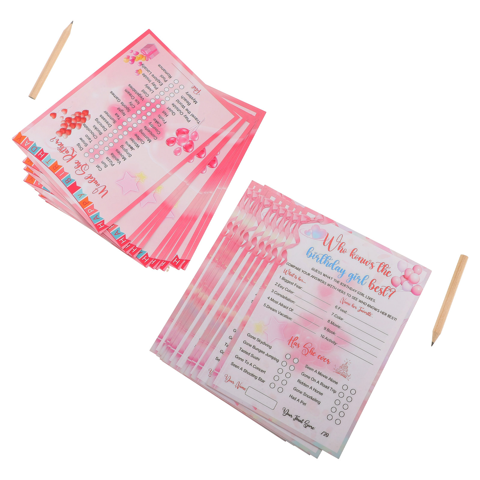 1Set Birthday Party Card Girl  - Party Games Quiz Questions review and price