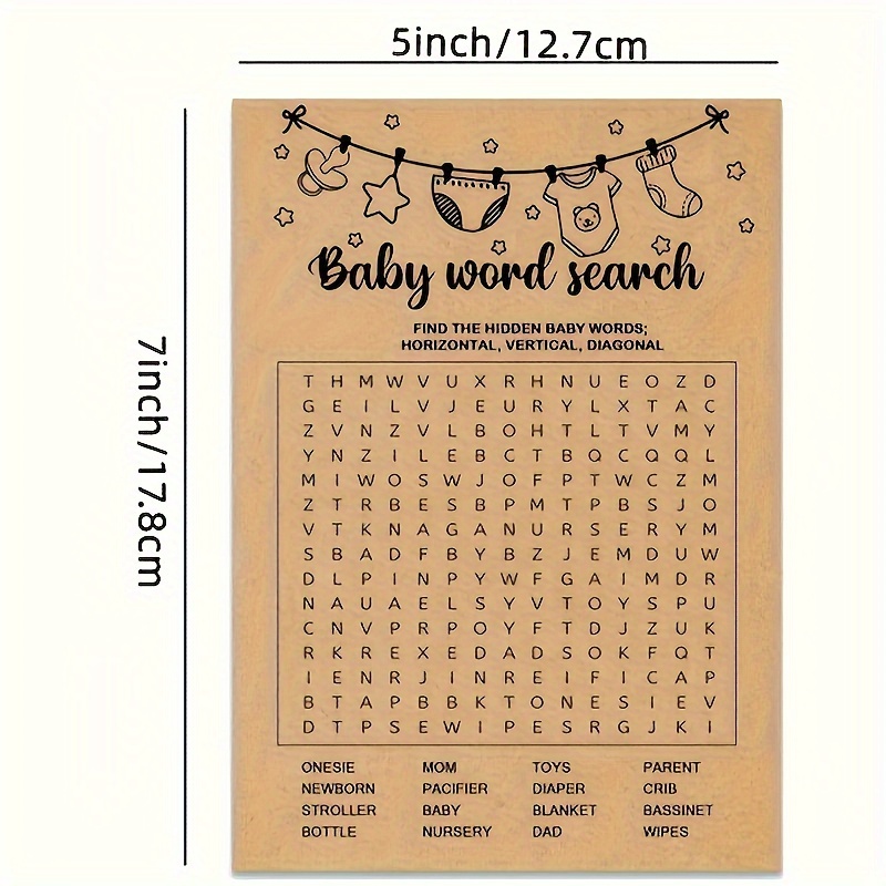 Baby Shower Game, Word Search  - Party Games Baby Shower review and price
